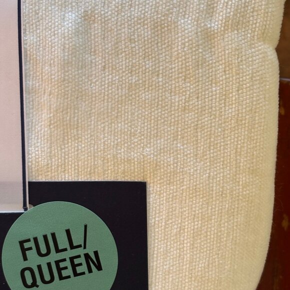 Brooks Brothers 100% Cotton Knit Queen Size Blanket Coverlet Cream 90" X 90" - Picture 4 of 5